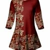 Lily | Red & Beige Floral Boatneck Tunic - Women