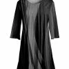 Lily | Black & Gray Abstract Waves Pleated-Front Tunic - Women