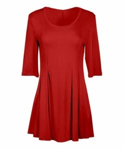 Lily | Red Pleated-Waist Tunic - Plus