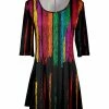 Lily | Black Abstract Stripe Three-Quarter Sleeve Scoop Neck Tunic - Plus