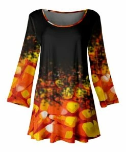 Lily | Black & Orange Candy Corn Three-Quarter Sleeve Tunic - Women