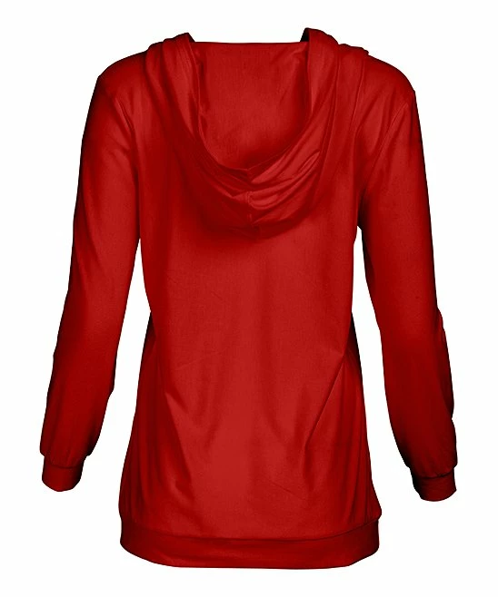 Lily | Red Pullover Hoodie - Women & Plus 2 Lily | Red Pullover Hoodie - Women & Plus - Image 2