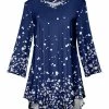 Lily | Blue & White Dots V-Neck Tunic - Plus