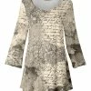 Lily | Beige & Black Script Scoop Neck Swing Tunic - Women & Plus