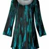 Lily | Black & Aqua Abstract Three-Quarter Sleeve Scoop Neck Tunic - Women