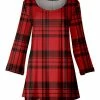 Lily | Red & Black Plaid Scoop Neck Swing Tunic - Women & Plus