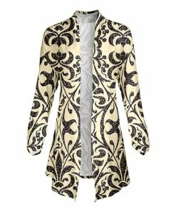 Lily | Beige & Black Scroll Open Cardigan - Women
