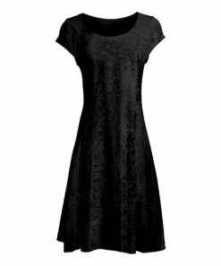 Lily | Black Velvet Cap-Sleeve Dress - Women