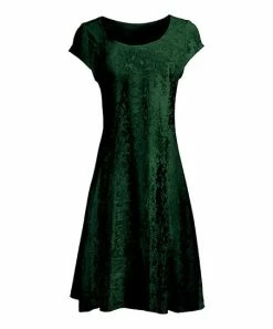 Lily | Hunter Green Velvet Cap-Sleeve Dress - Women