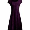 Lily | Purple Velvet Cap-Sleeve Dress - Women