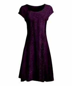 Lily | Purple Velvet Cap-Sleeve Dress - Women