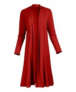 Lily | Red Shawl Collar Open Duster - Women & Plus