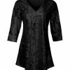 Lily | Black Velvet V-Neck Tunic - Women
