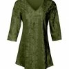 Lily | Army Green Velvet V-Neck Tunic - Women
