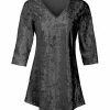 Lily | Gray Velvet V-Neck Tunic - Women