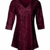Lily | Burgundy Velvet V-Neck Tunic - Plus