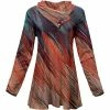Lily | Red & Blue Feathers Button-Accent Cowl Neck Tunic - Plus