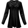 Lily | Black Button Shawl Collar Tunic - Women
