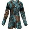 Lily | Aquamarine Button-Accent Shawl Collar Tunic - Women & Plus