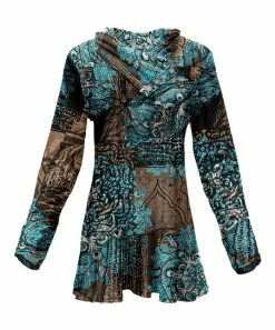Lily | Aquamarine Button-Accent Shawl Collar Tunic - Women & Plus