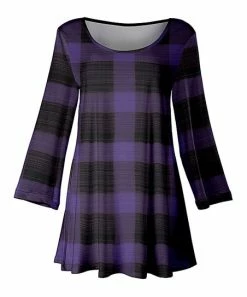 Lily | Black & Purple Plaid Swing Tunic - Women & Plus