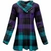 Lily | Purple & Turquoise Button Shawl Collar Tunic - Plus