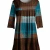 Lily | Brown & Teal Abstract Pleated-Front Tunic - Women