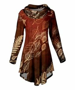 Lily | Rust & Gold Leaves Cowl Neck Tunic - Women