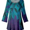Lily | Purple & Teal Leaves Scoop Neck Tunic - Women