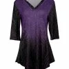 Lily | Purple & Black Trees Three-Quarter Sleeve V-Neck Tunic - Women