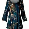 Lily | Blue & Orange Abstract-Vine Scoop Neck Swing Tunic - Plus