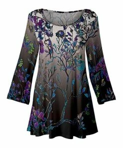 Lily | Gray & Purple Scoop Neck Tunic - Plus