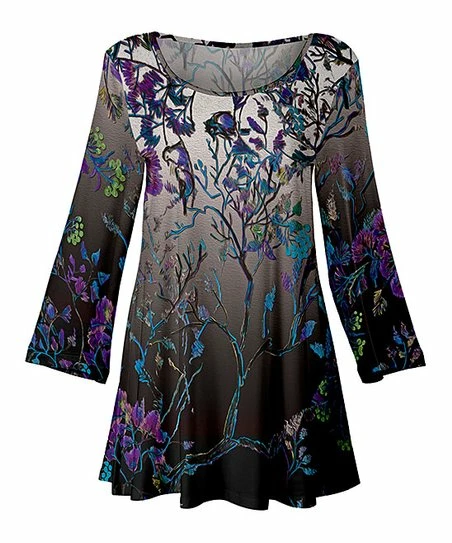 Lily | Gray & Purple Scoop Neck Tunic - Plus 1 Lily | Gray & Purple Scoop Neck Tunic - Plus