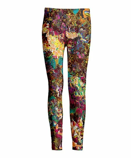 Lily | Brown & Yellow Watercolor Abstract Leggings - Women 1 Lily | Brown & Yellow Watercolor Abstract Leggings - Women