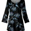 Lily | Black & Blue Three-Quarter Sleeve Scoop Neck Tunic - Women & Plus