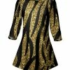 Lily | Black & Gold Zebra Stripes Boatneck Tunic - Women