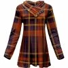 Lily | Purple & Orange Plaid Button Shawl Collar Tunic - Plus