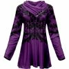 Lily | Purple & Black Button Shawl Collar Tunic - Plus