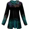 Lily | Black & Green Geometric Button Cowl Neck Tunic - Plus