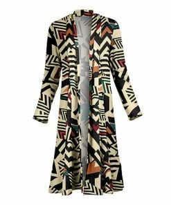 Lily | Black & Cream Geometric Duster - Plus