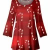 Lily | Red & White Candy Cane Scoop Neck Tunic - Women