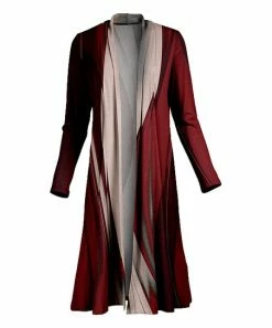 Lily | Burgundy & Beige Abstract Duster - Women