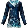 Lily | Blue & White Snowflakes Shawl Collar Tunic - Women