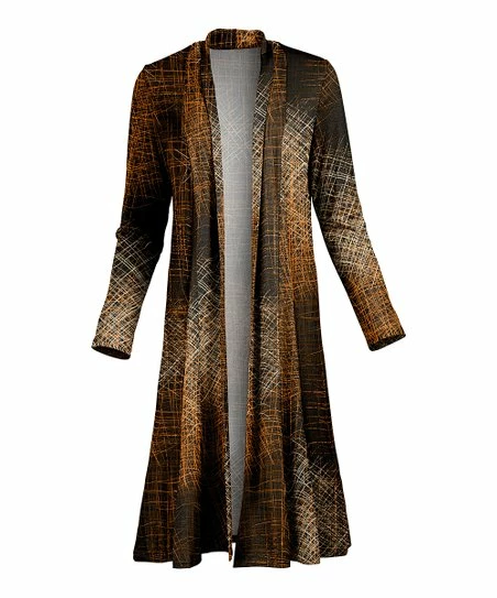 Lily | Brown & Beige Abstract Duster - Women 1 Lily | Brown & Beige Abstract Duster - Women