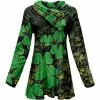 Lily | Green & Yellow Shamrocks Button Shawl Collar Tunic - Women & Plus