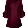 Lily | Burgundy Tie-Sleeve Tunic - Plus