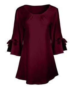 Lily | Burgundy Tie-Sleeve Tunic - Plus