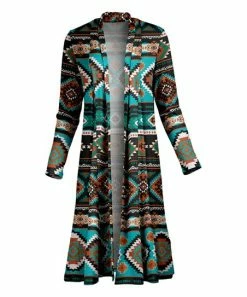 Lily | Aqua & Rust Geometric Duster - Women