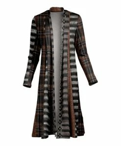 Lily | Brown & Black Plaid Duster - Women