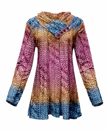 Lily | Pink & Blue Sweater Print Tunic - Women 1 Lily | Pink & Blue Sweater Print Tunic - Women